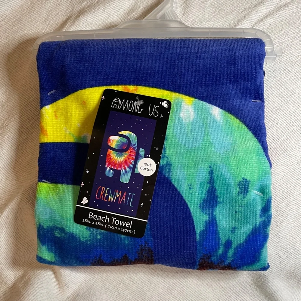 Beach Towel Among Us Cotton Kids Beach Bath 28 X 58 Crewmate Tie Dye  New